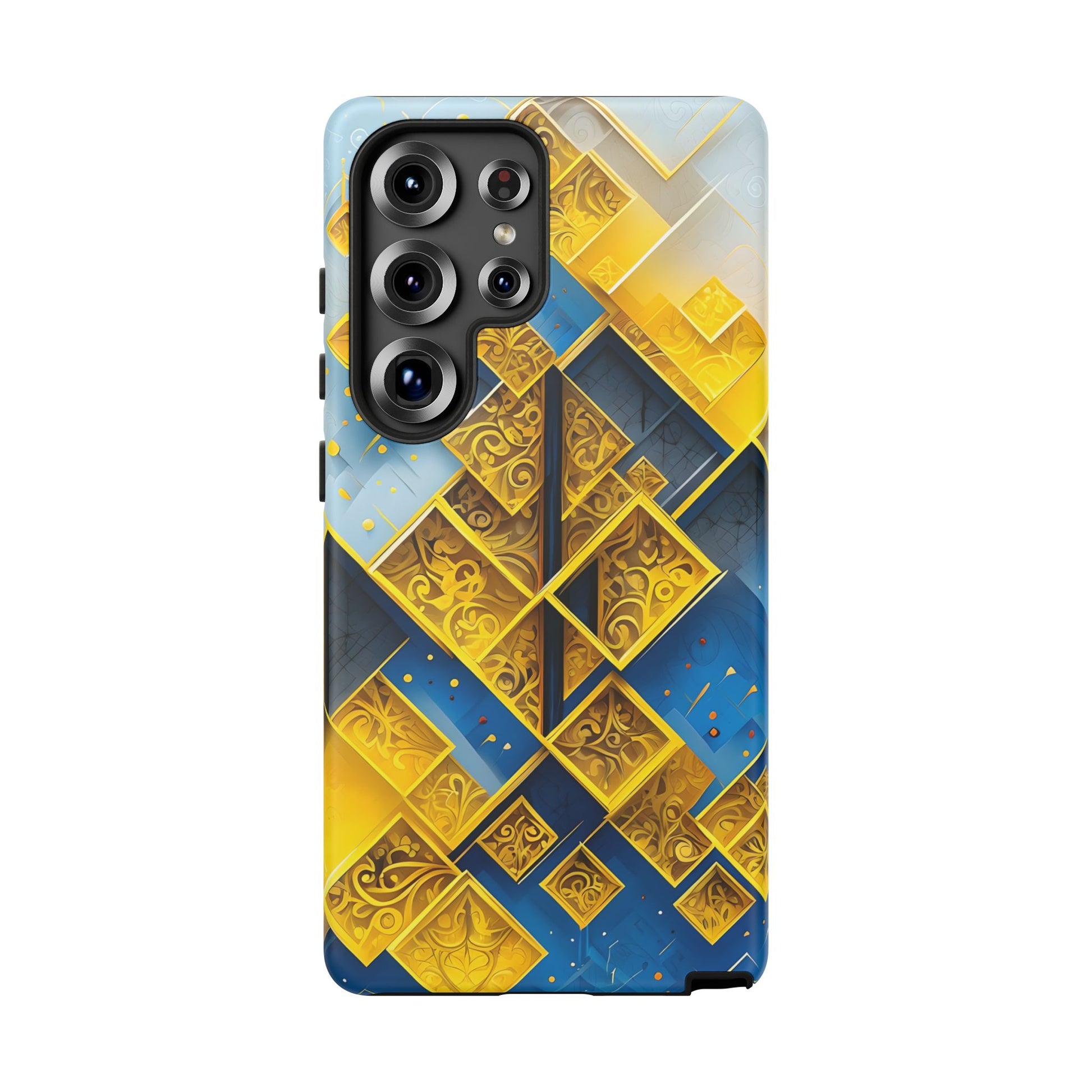 Golden Ascent Luxe Geometric Samsung Galaxy S25 Ultra Tough Case - Elegant Abstract Gold Design