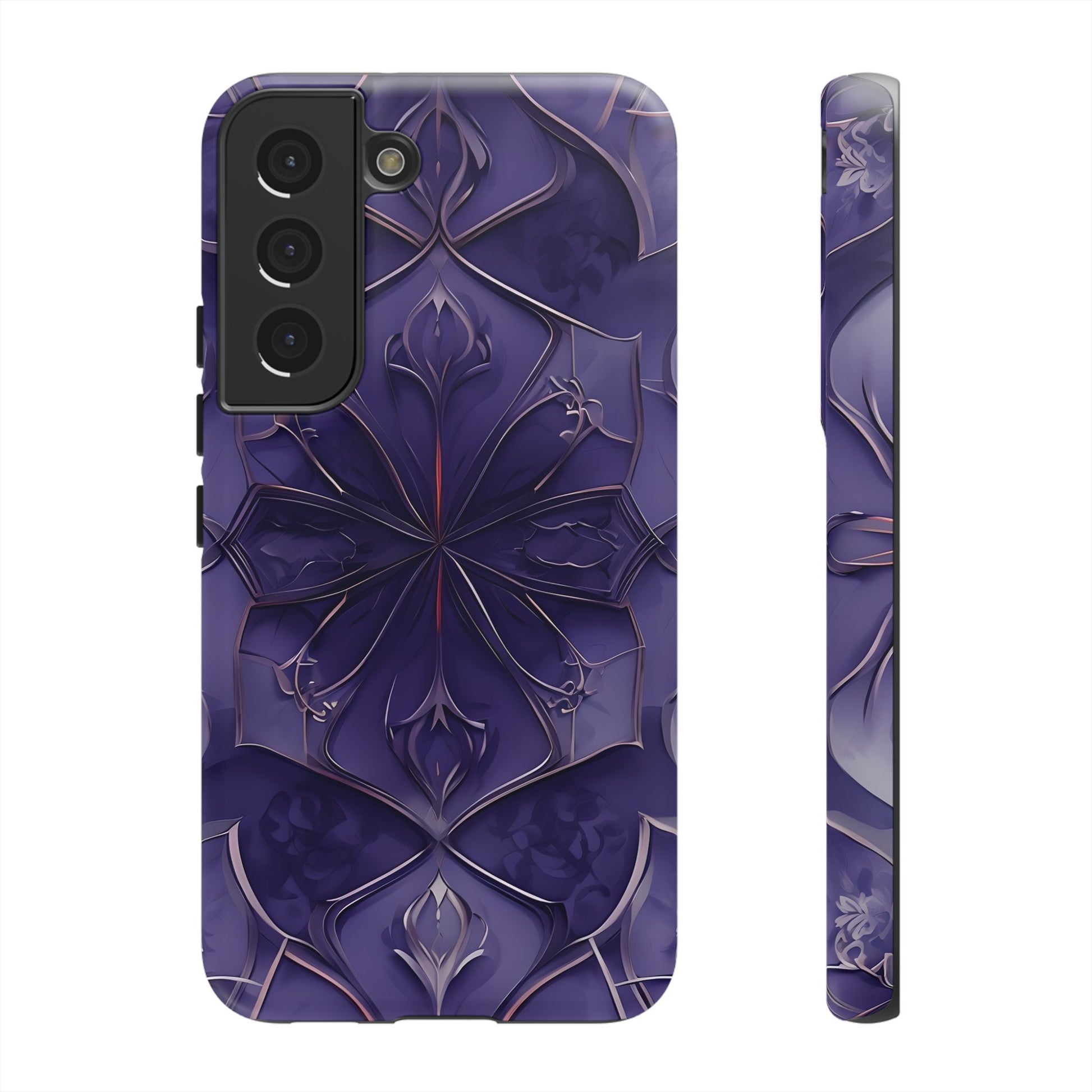 Violet Nebula - Kaleidoscope Collection Artistic Floral Burst - Samsung Galaxy S22 Tough Phone Case - Bold Purple Symmetrical Design
