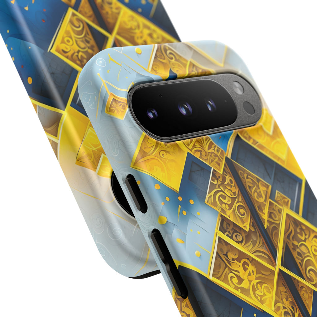 Golden Ascent Luxe Geometric Google Pixel 9 Pro Tough Case - Elegant Abstract Gold Design