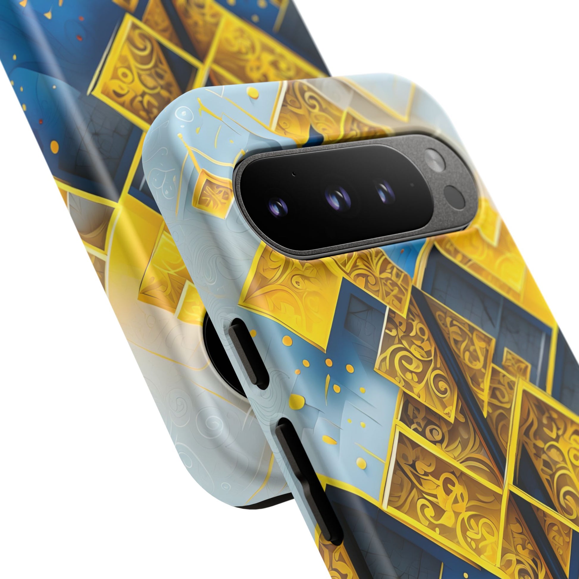 Golden Ascent Luxe Geometric Google Pixel 9 Pro Tough Case - Elegant Abstract Gold Design