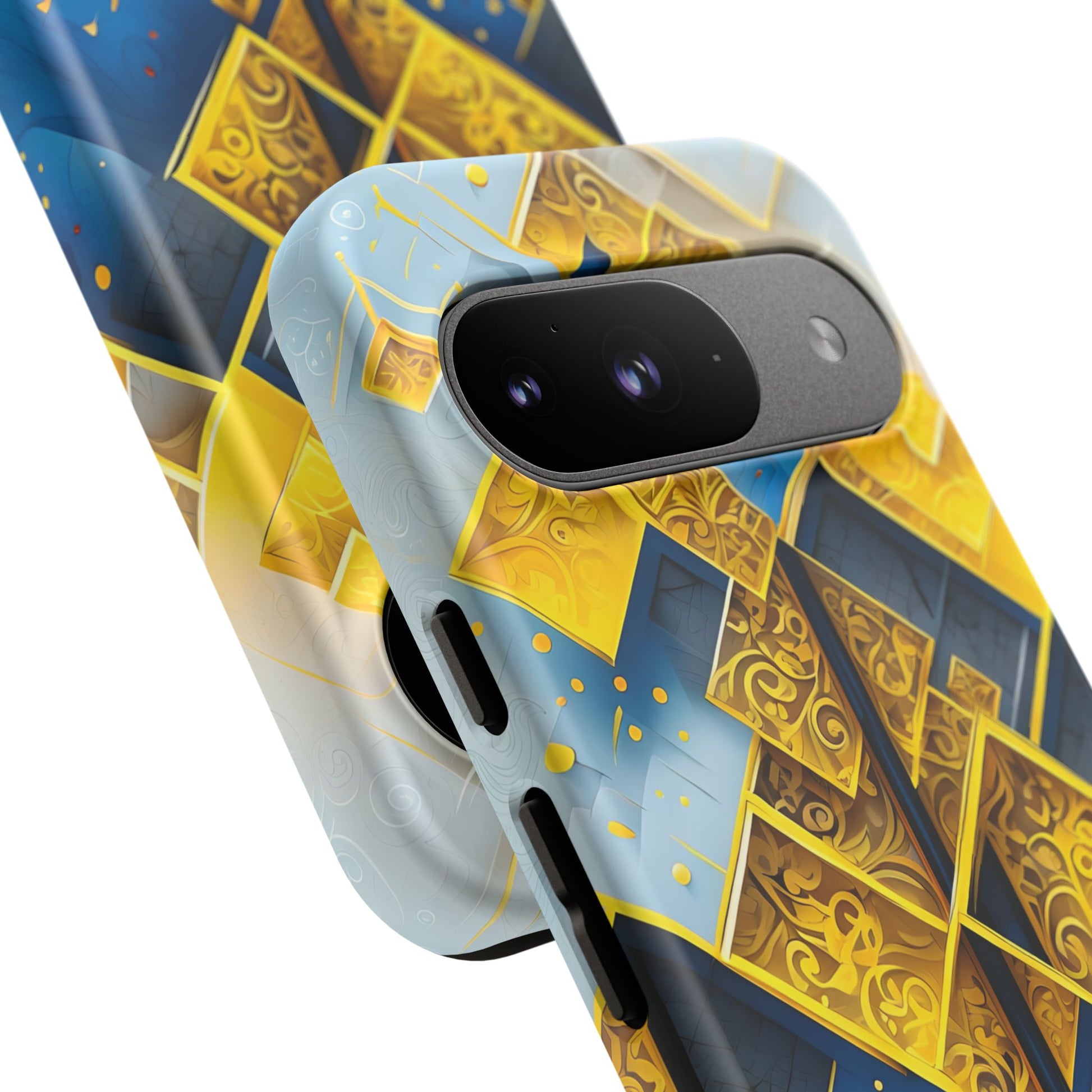 Golden Ascent Luxe Geometric Google Pixel 9 Tough Case - Elegant Abstract Gold Design