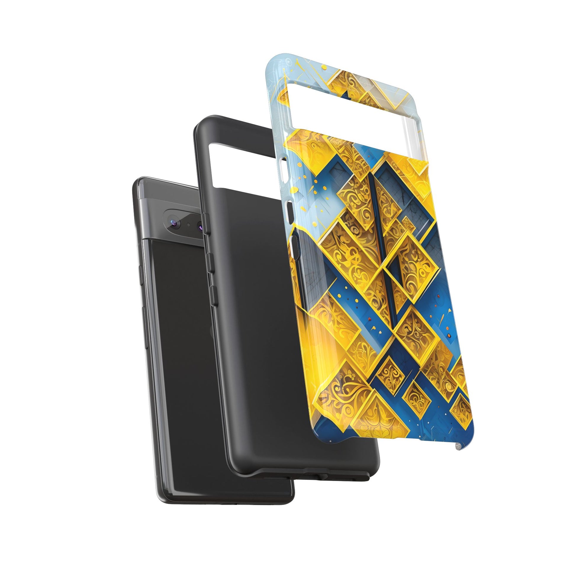 Golden Ascent Luxe Geometric Google Pixel 7 Tough Case - Elegant Abstract Gold Design