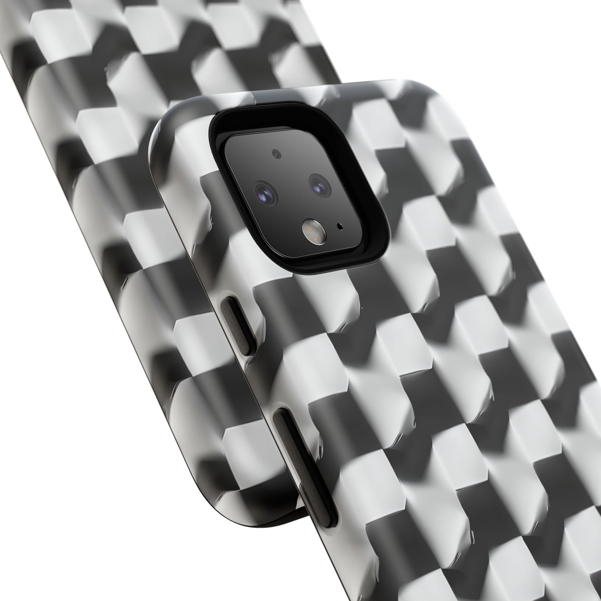 Monochrome Grid Tough Case for Google Pixel 4 - Classic Checkerboard, Black & White, Minimalist Trend