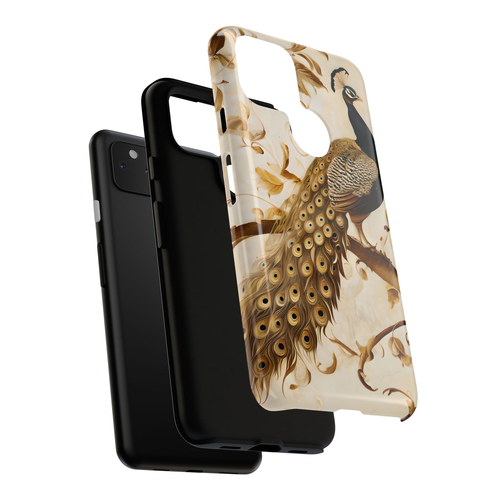 Golden Plumage - Luxe Peacock Art Google Pixel 4a 5G Phone Case - Elegant Gold & Cream Design