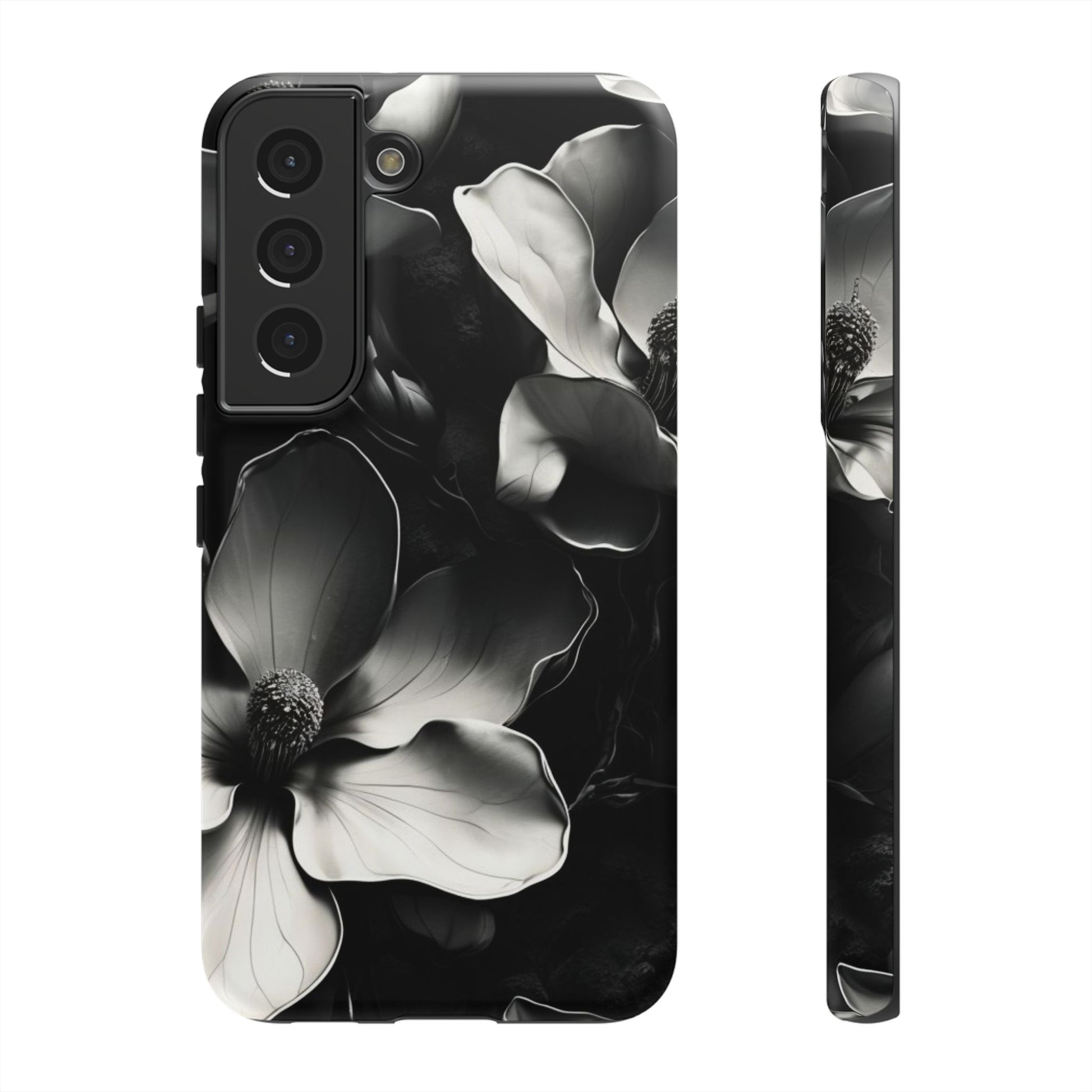 Monochrome Magnolia - Elegant Black & White Floral Samsung Galaxy S22 Tough Phone Case - Artistic Magnolia Design