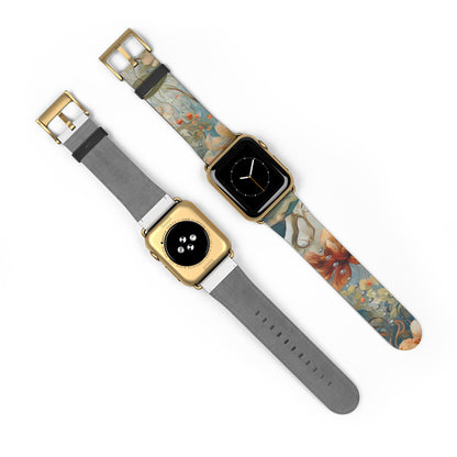 Waterlily Dreamscape Designer Apple Watch Band - Premium Custom Strap for Series 1-9, SE & Ultra - Artistic Vegan Leather