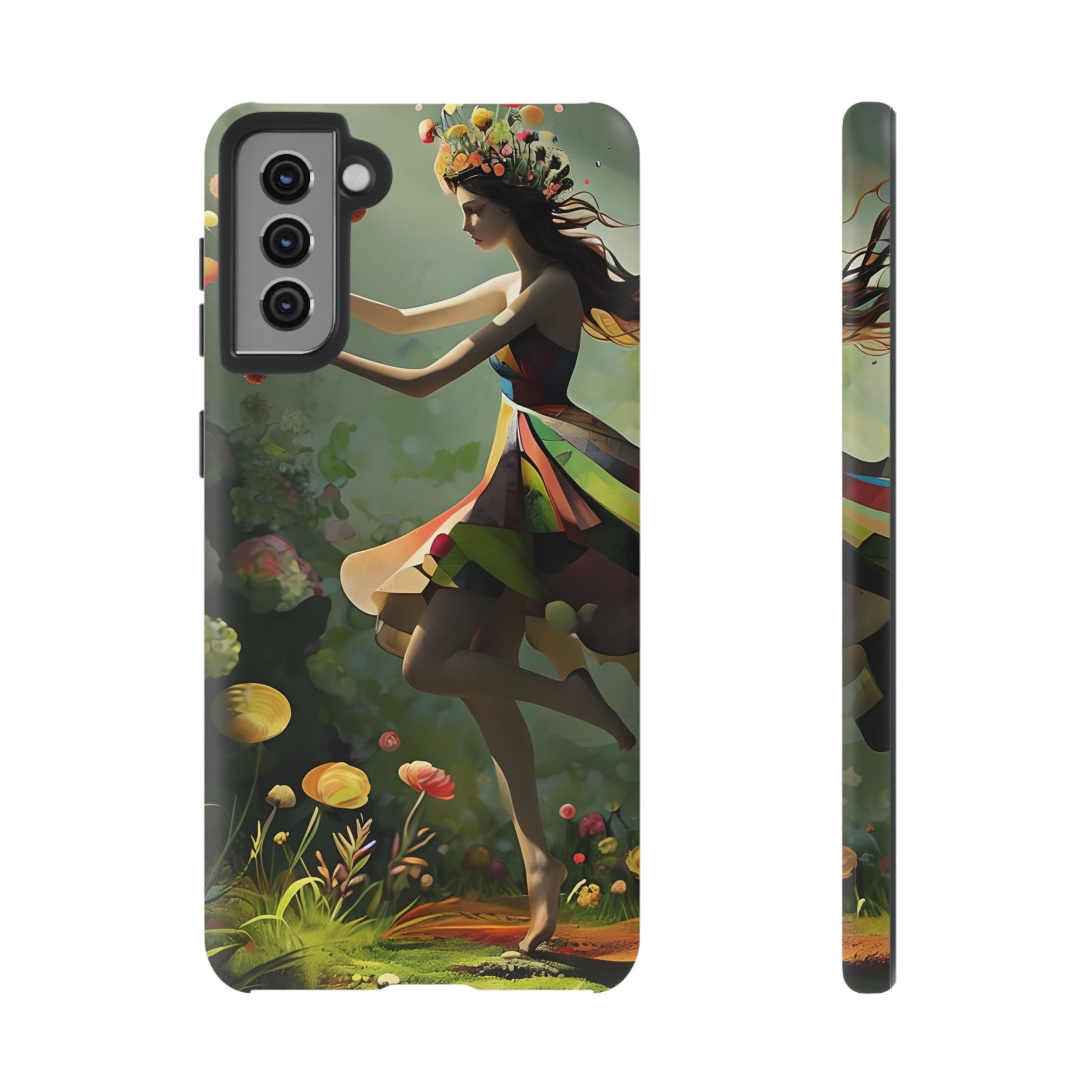 Dancing Wildflower Muse Samsung Galaxy S21 Plus Tough Case - Artistic Floral Fantasy Cover - Whimsical Nature-Inspired Protective Accessory