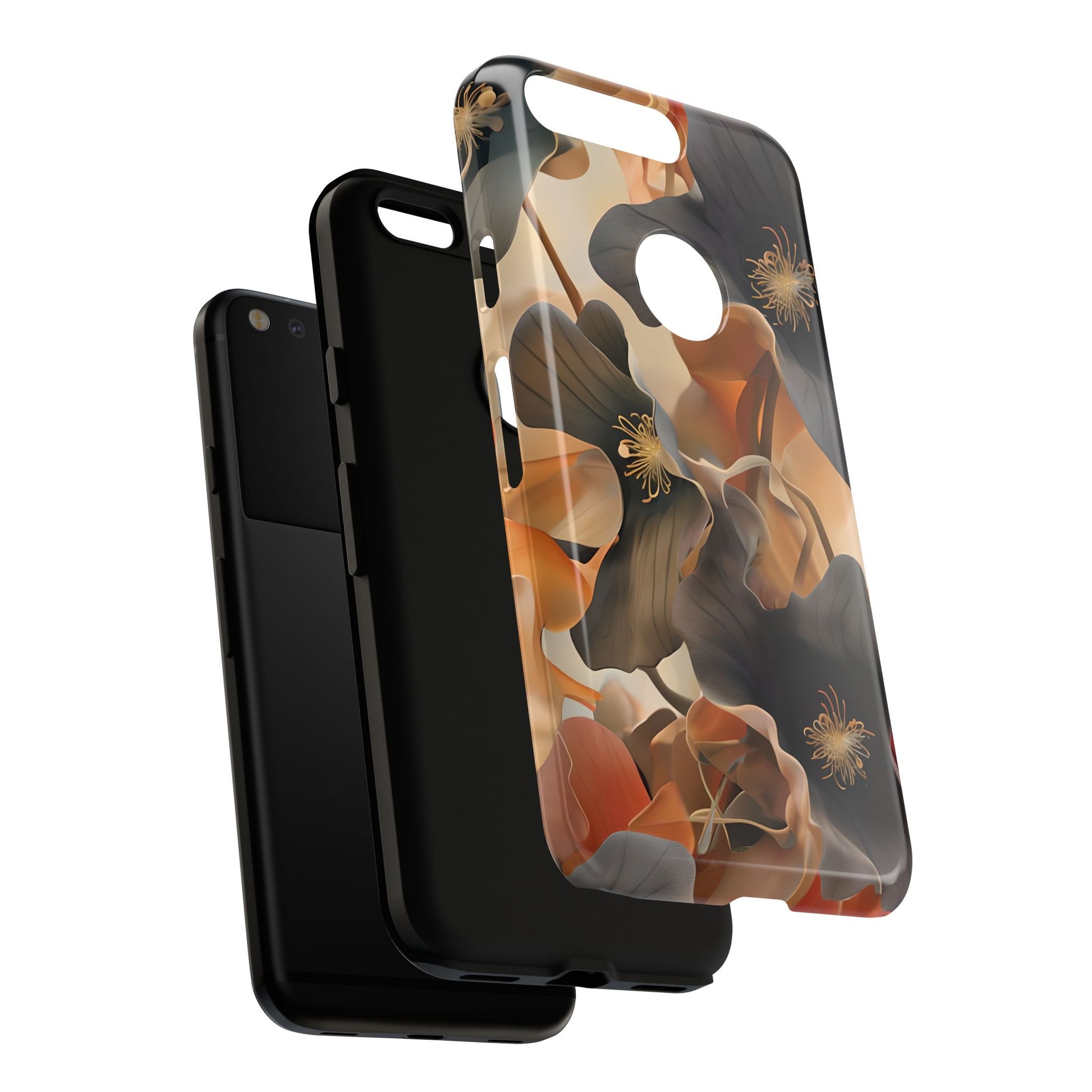 Autumn Ember - Moody Floral Art Google Pixel Tough Phone Case - Warm Earthy Botanical Design