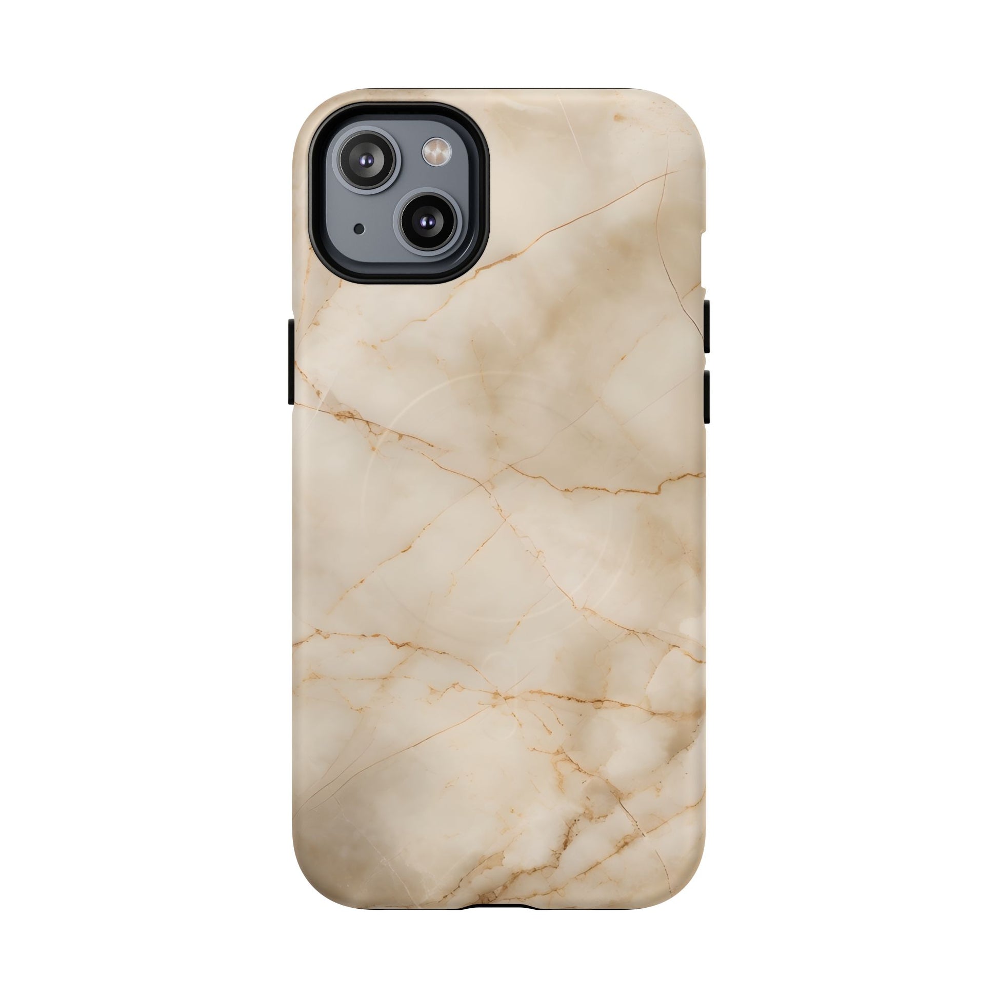 Parchment Mist - iPhone 14 Plus MagSafe Phone Case - Neutral Beige Marble Design