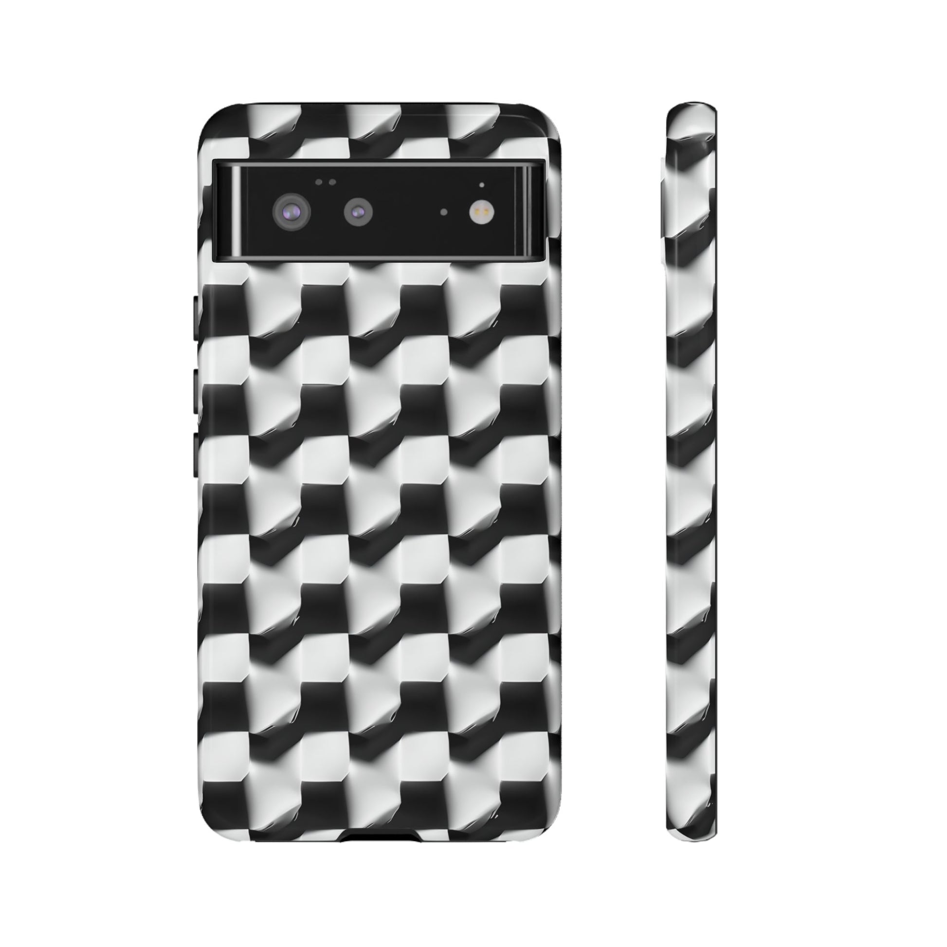 Monochrome Grid Tough Case for Google Pixel 6 - Classic Checkerboard, Black & White, Minimalist Trend