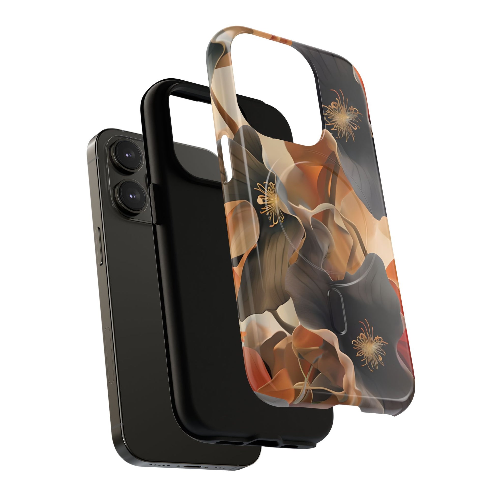 Autumn Ember - Moody Floral Art iPhone 14 Pro MagSafe Phone Case -Warm Earthy Botanical Design