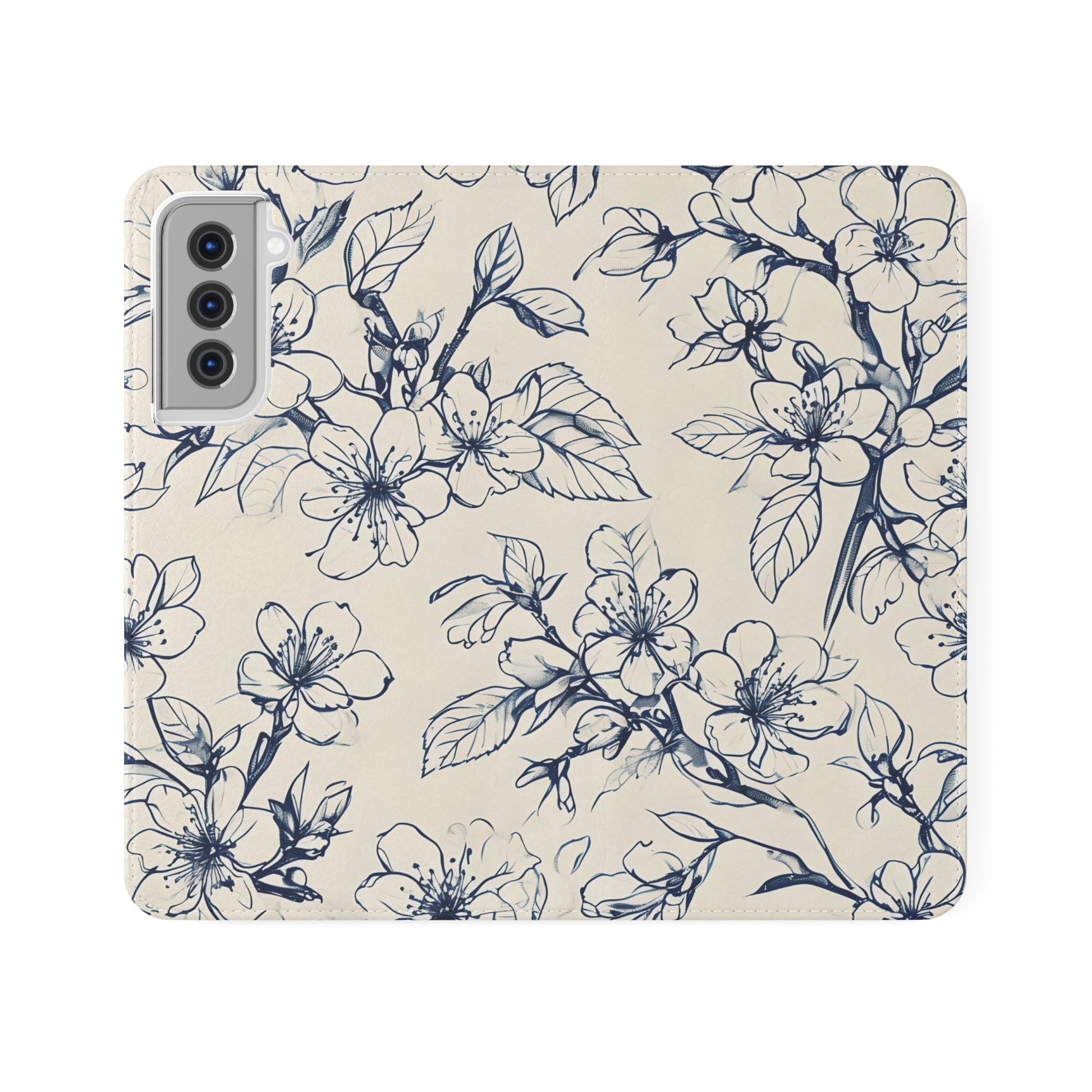 Blossom Sketch - Minimalist Floral Flip Phone Case for Samsung Galaxy S21