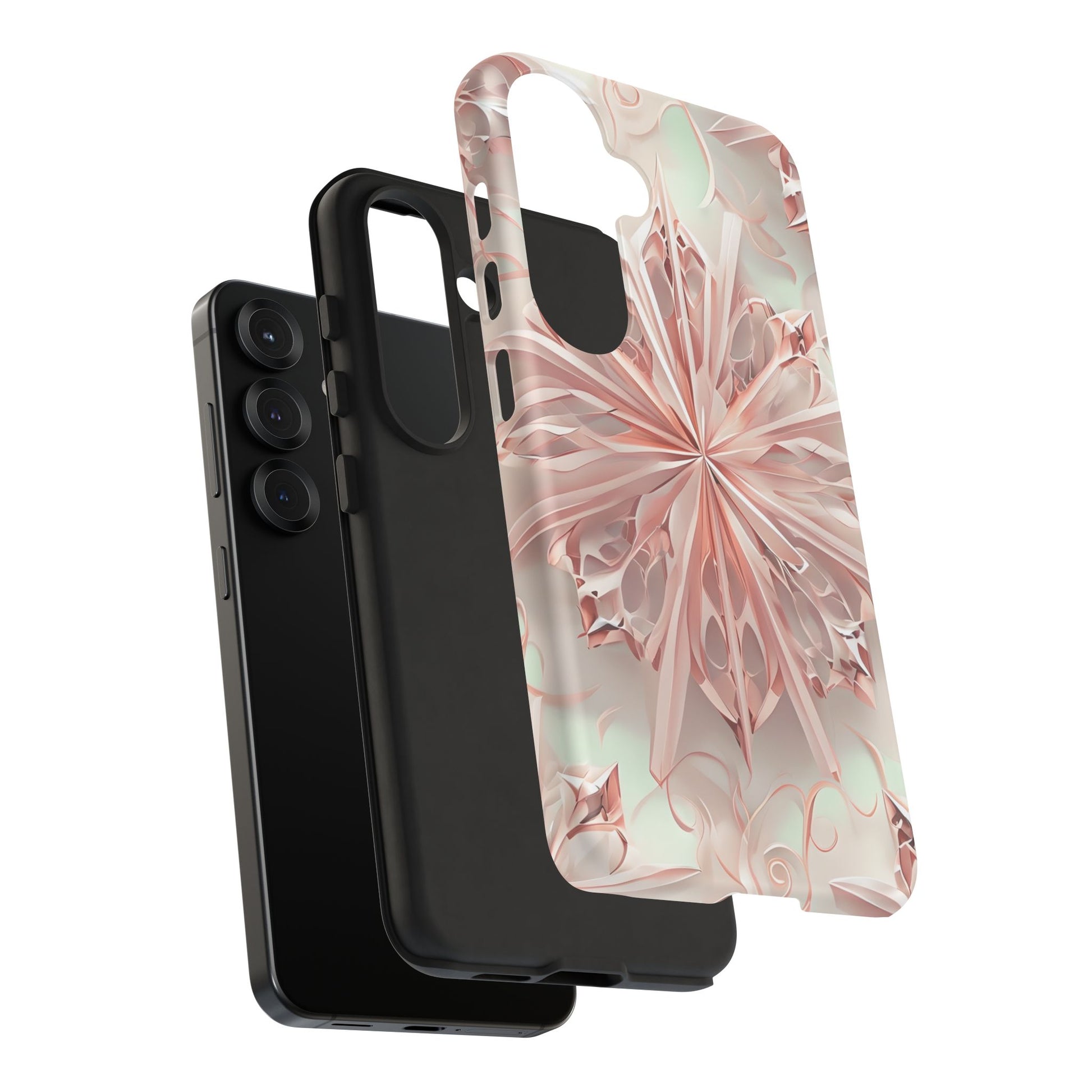 Blush Frost from our Kaleidoscope Collection - Samsung Galaxy S25 tough case - Soft Pink Geometric Floral Design