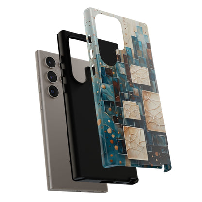 Architectural Drift Samsung Galaxy Case - Modern Geometric Teal & Parchment Design