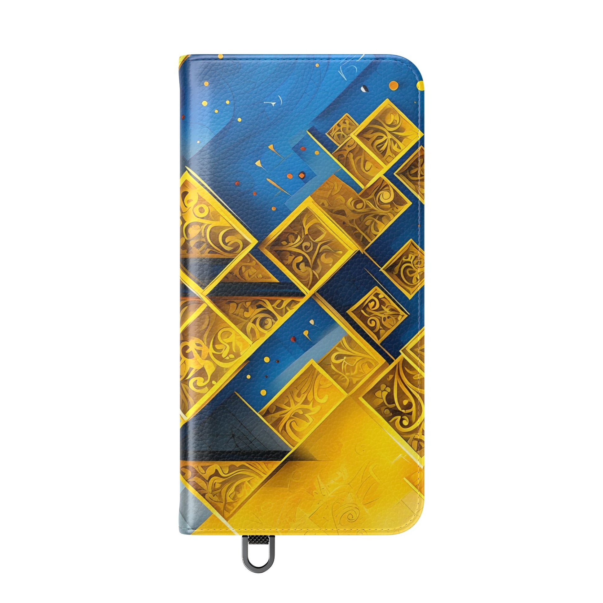 Golden Ascent Wallet Phone Case - Abstract Yellow & Blue Flip Cover for Samsung Galaxy S25 Plus