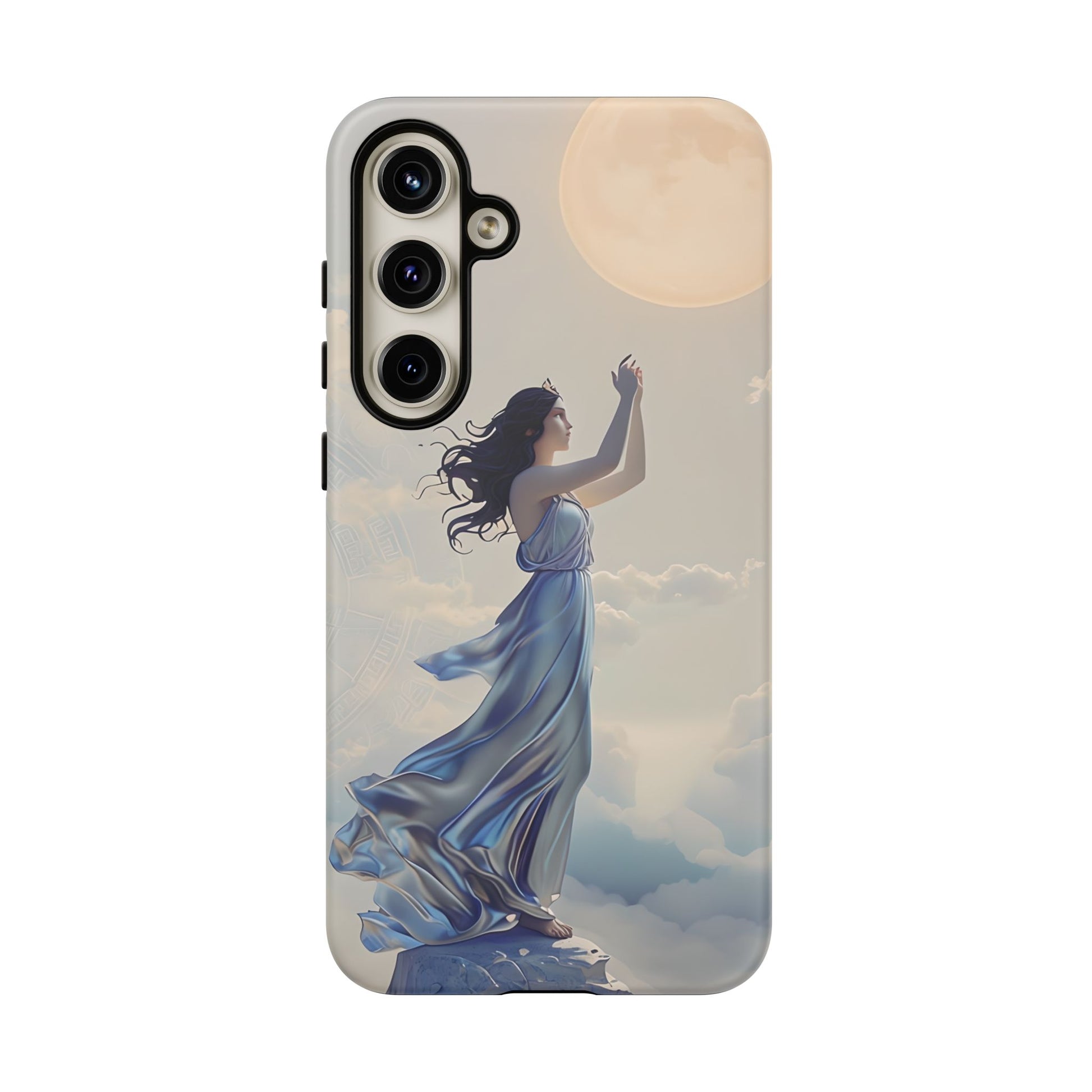 Moonlit Ascend - Ethereal Celestial Art Samsung Galaxy S24 Plus Tough Phone Case - Dreamy Night Sky & Floating Woman Design