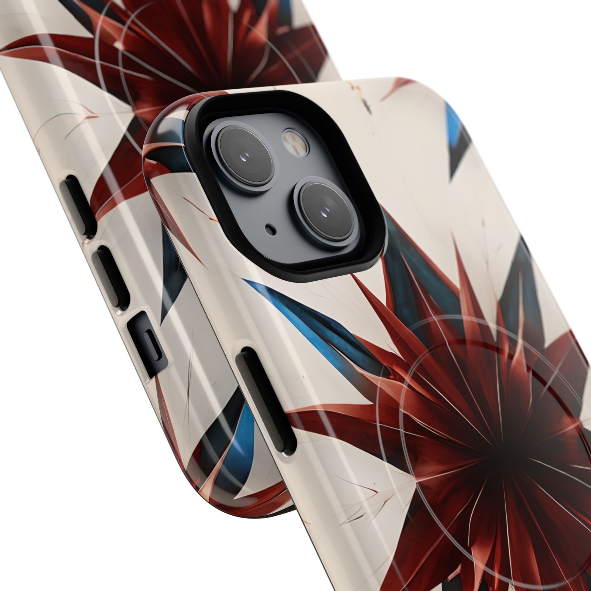 Garnet Starburst - Kaleidoscope Collection Gemstone Floral - iPhone 14 MagSafe Phone Case -Floral Burst Design