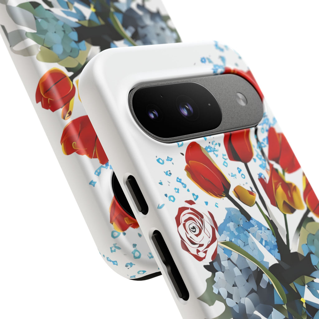 Bouquet Brilliance - Artistic Floral Google Pixel 9 Tough Phone Case - Vibrant Tulip, Rose & Hydrangea Design