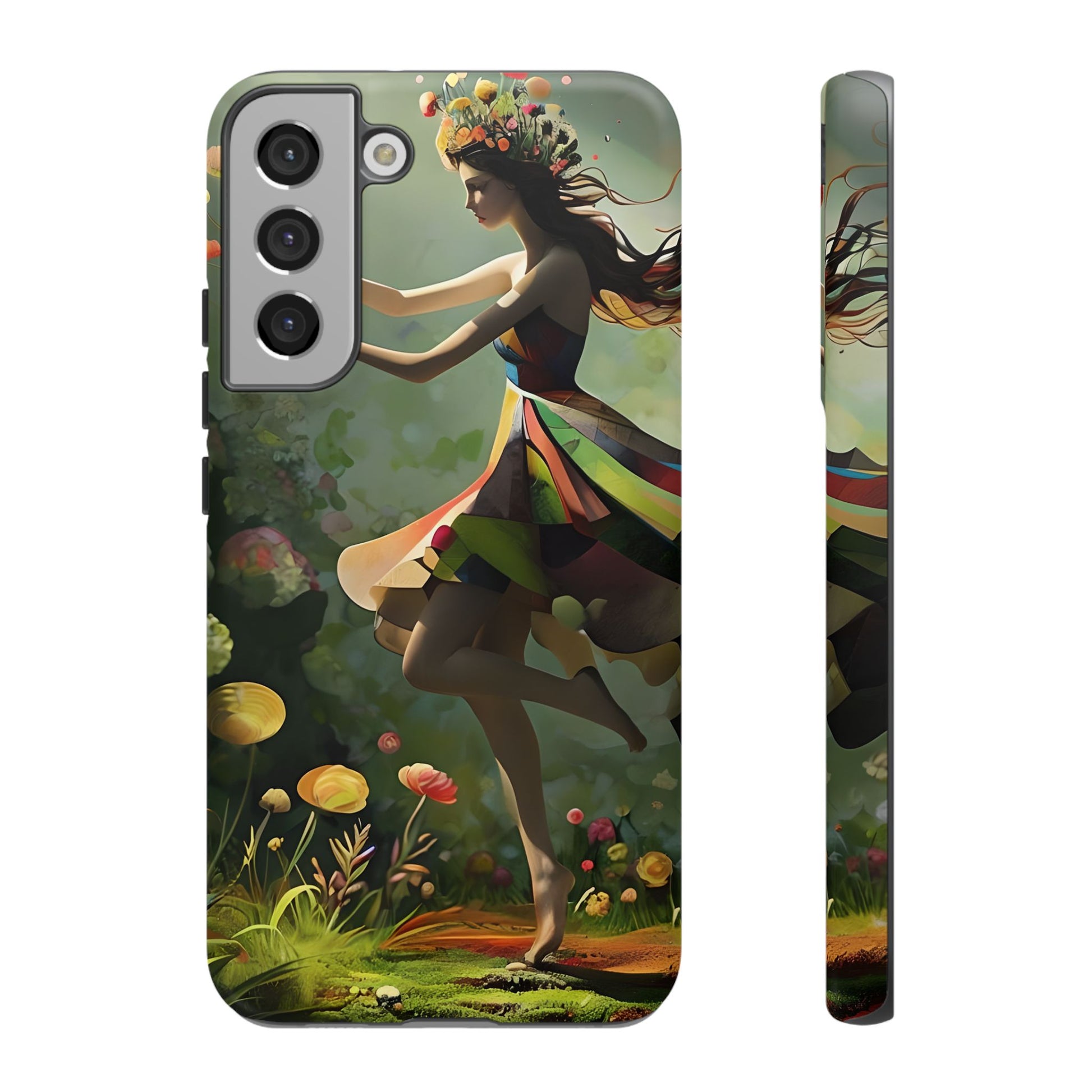 Dancing Wildflower Muse Samsung Galaxy S22 Plus Tough Case - Artistic Floral Fantasy Cover - Whimsical Nature-Inspired Protective Accessory