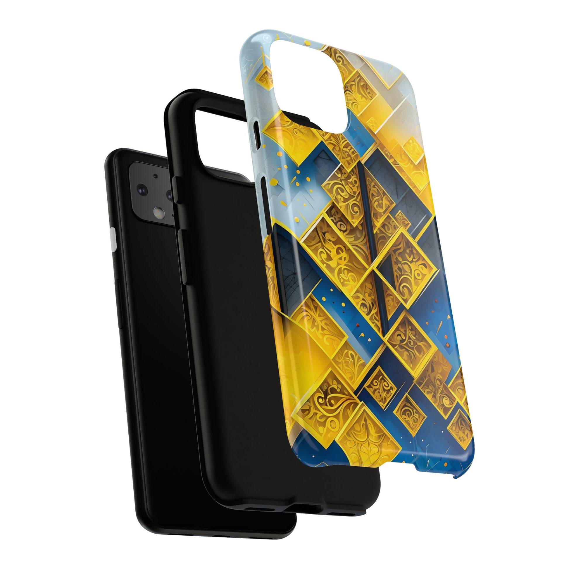 Golden Ascent Luxe Geometric Google Pixel 4 Tough Case - Elegant Abstract Gold Design