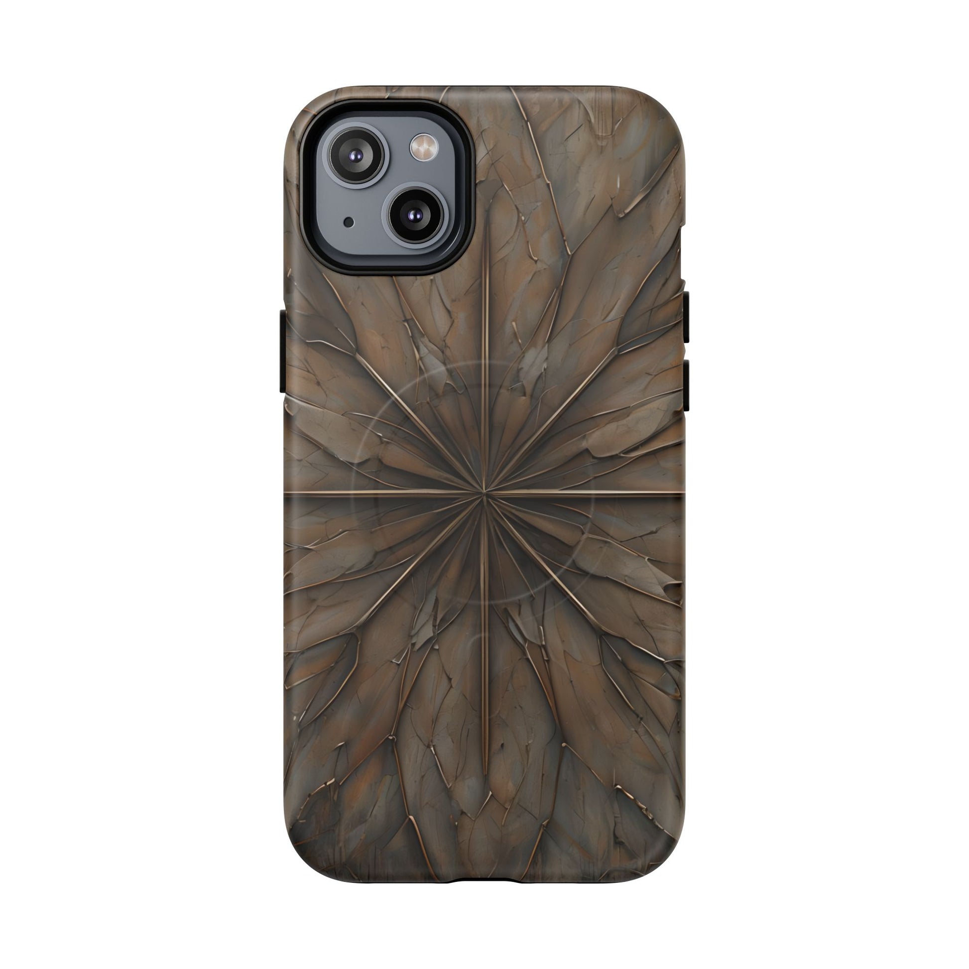 Earthstone Mandala - Kaleidoscope Collection Artistic Taupe Burst - iPhone 14 Plus MagSafe Phone Case