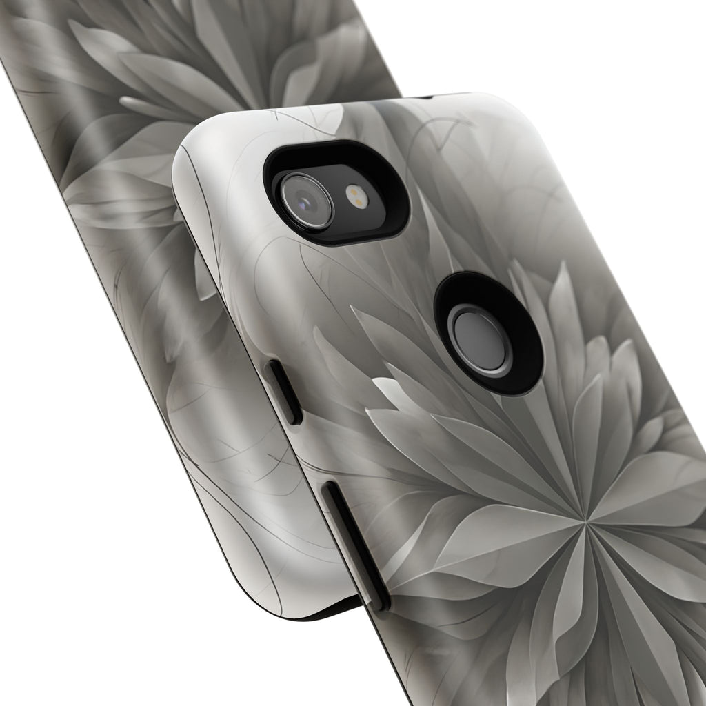 Silver Lotus - Elegant Monochrome Floral Google Pixel 3a XL Tough Phone Case - Modern Lotus Design
