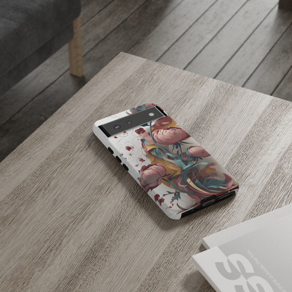 Blushing Peony Veil - Elegant Painterly Floral Google Pixel 6 Tough Phone Case - Soft Blush & Teal Peony Design
