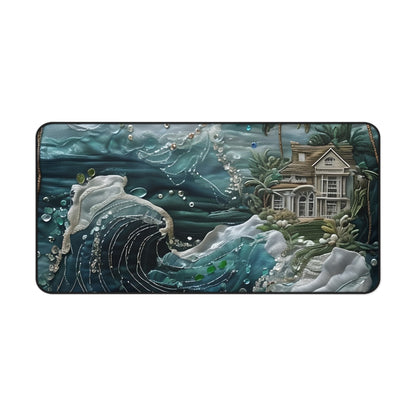 Tropical Midnight Wave Designer Desk Mat - Premium Office Desk Pad, 3 Sizes Available, Artistic Workspace Protection on a Smooth Surface
