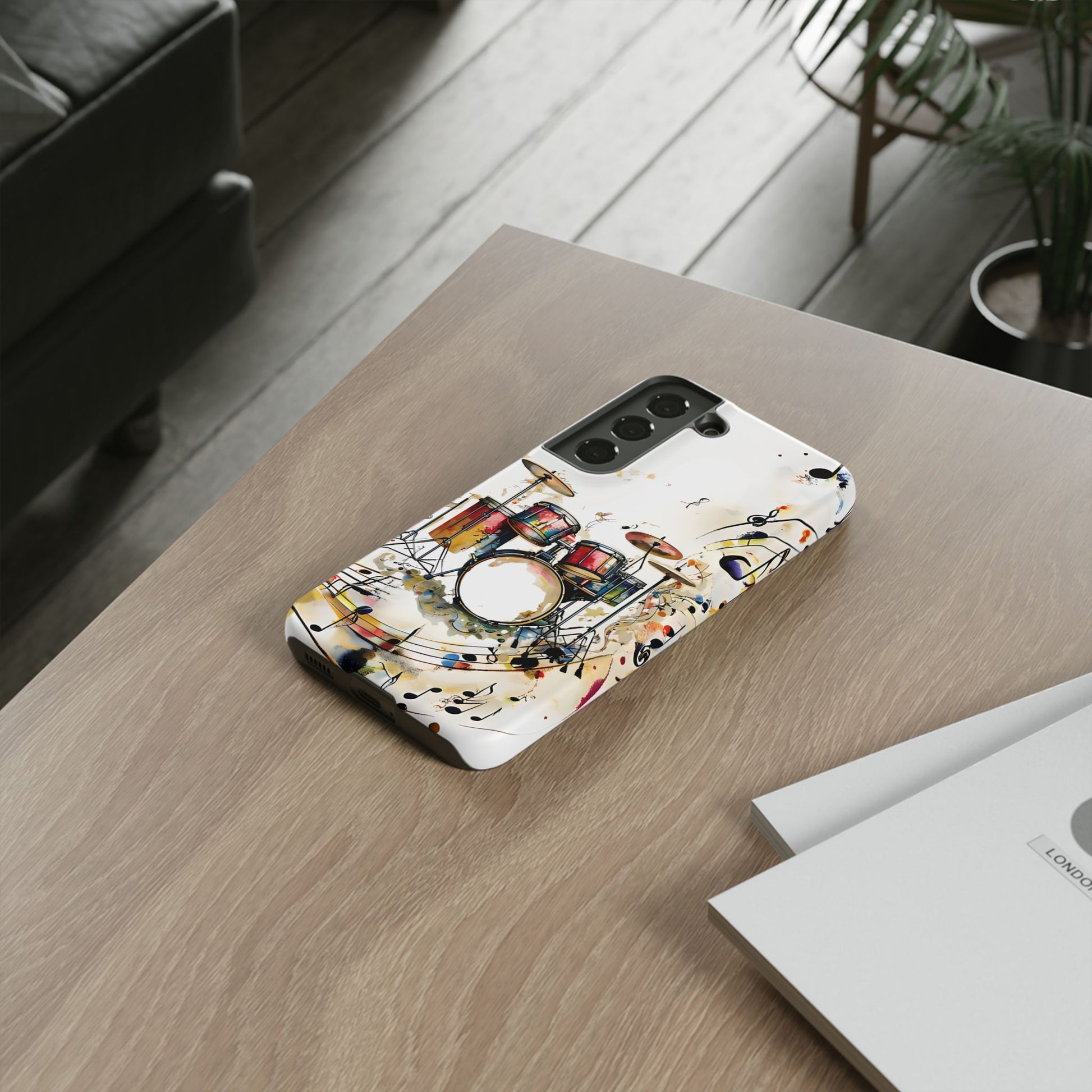 Beatline Abstract Drums and Music Notes Tough Case for Samsung Galaxy S22 - Shockproof Phone Cover