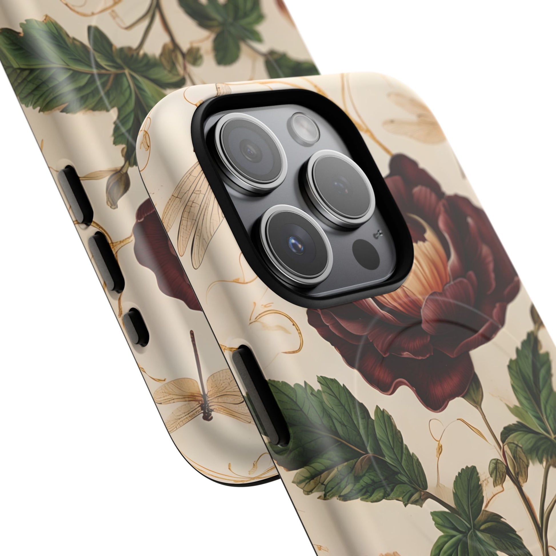 Vintage Burgundy Rose - Elegant Floral iPhone 15 Pro Phone Case - Classic Painterly Rose Design