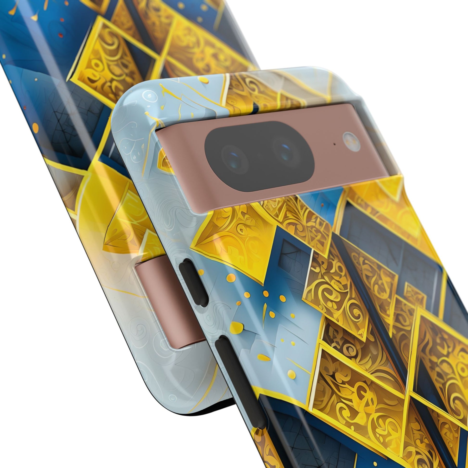 Golden Ascent Luxe Geometric Google Pixel 8 Tough Case - Elegant Abstract Gold Design