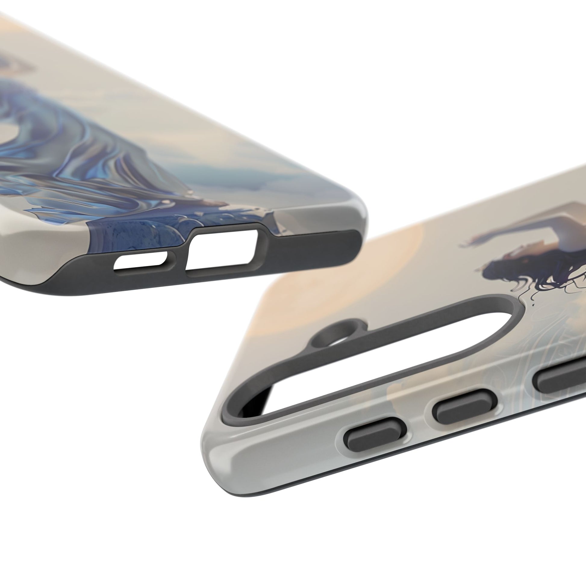 Moonlit Ascend - Ethereal Celestial Art Samsung Galaxy S25 Tough Phone Case - Dreamy Night Sky & Floating Woman Design