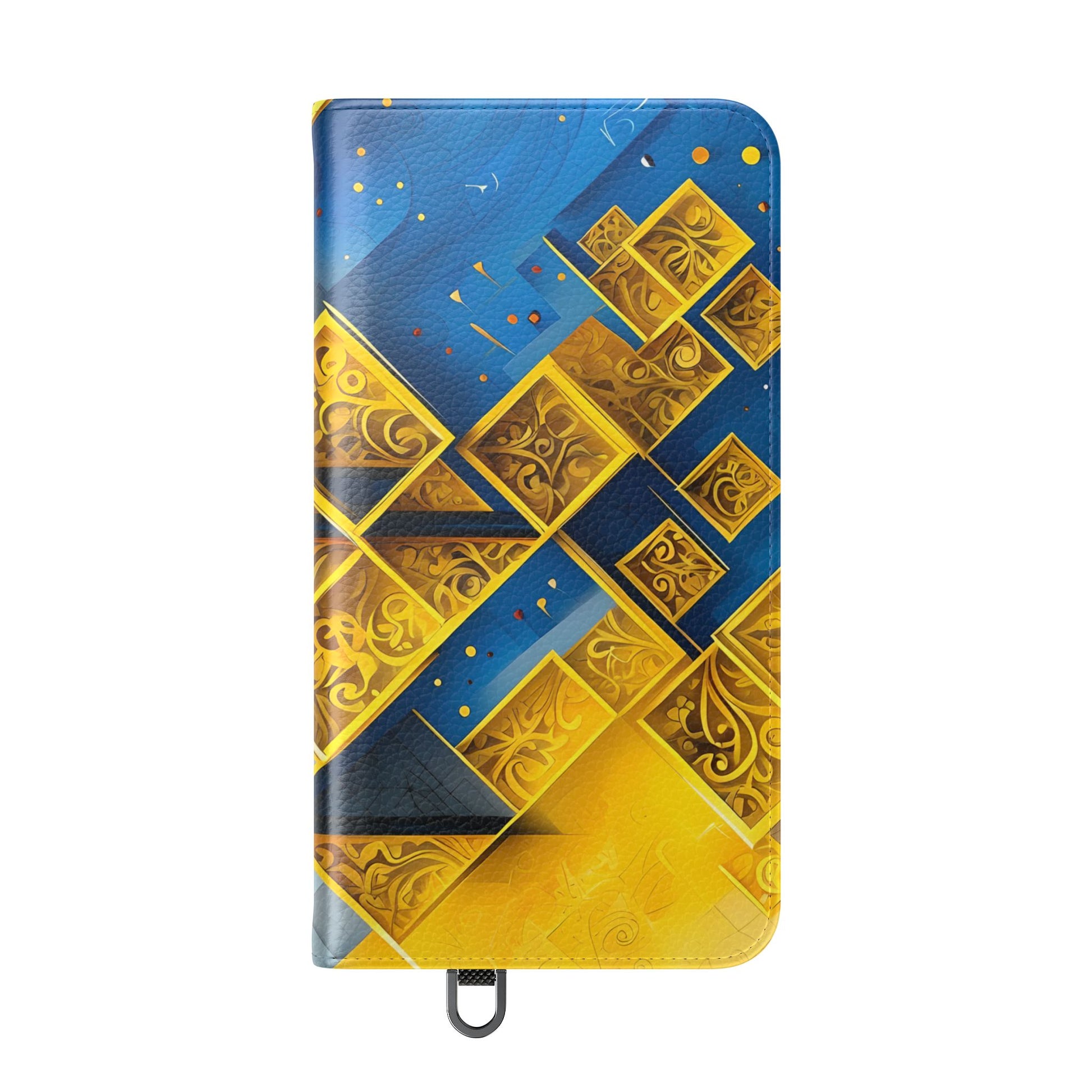 Golden Ascent Wallet Phone Case - Abstract Yellow & Blue Flip Cover for Samsung Galaxy S24 Plus