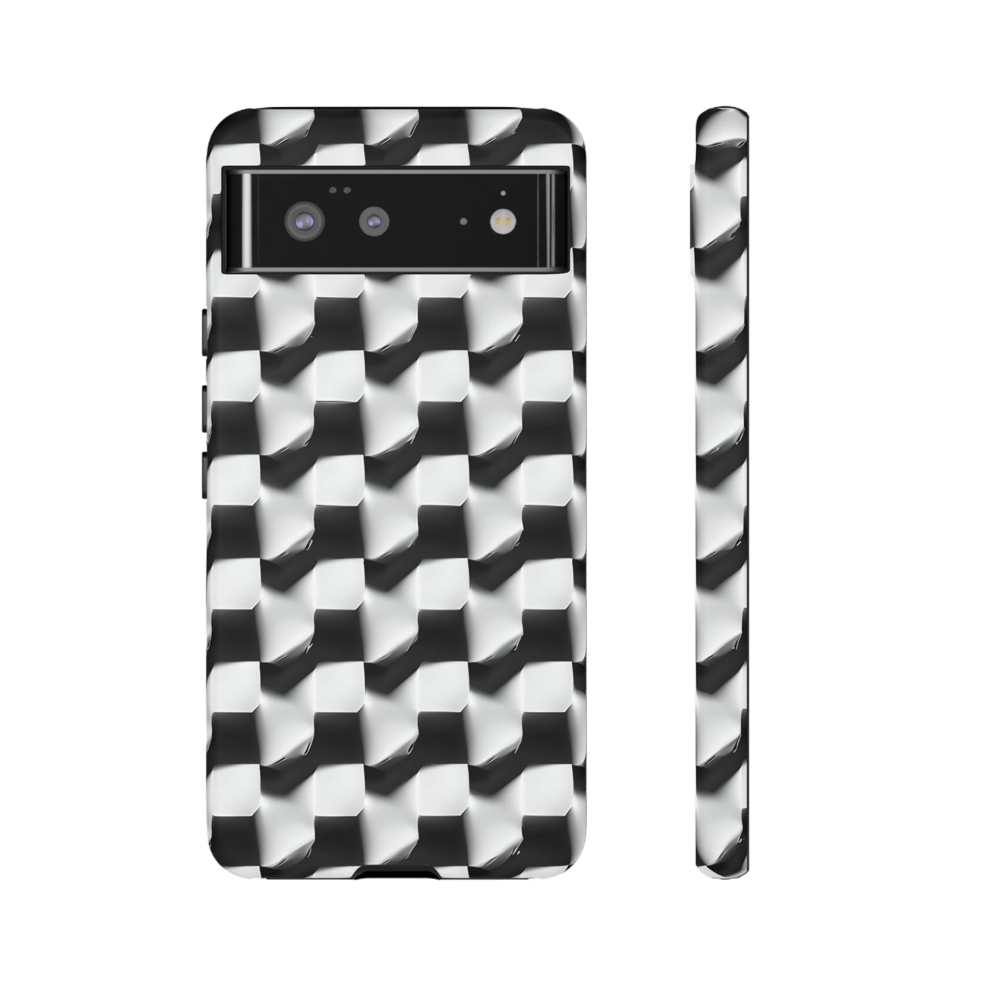Monochrome Grid Tough Case for Google Pixel 6 - Classic Checkerboard, Black & White, Minimalist Trend