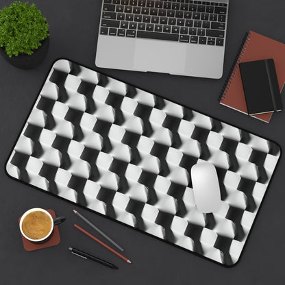 Monochrome Grid Desk Mat - Premium Office Desk Pad, 3 Sizes Available, Artistic Workspace Protection