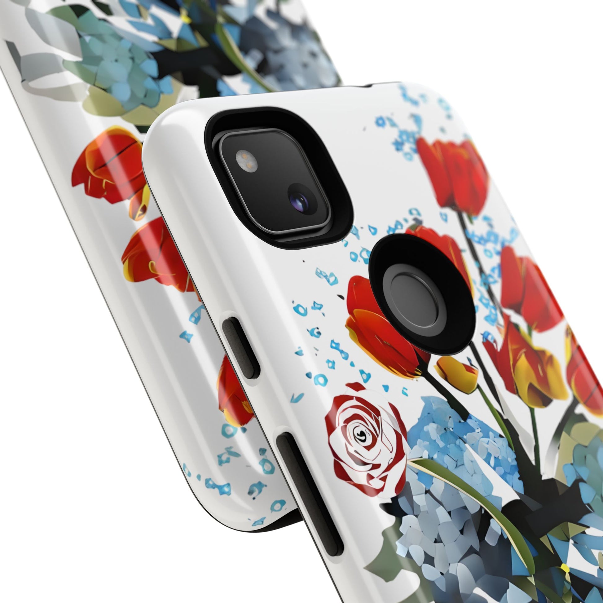 Bouquet Brilliance - Artistic Floral Google Pixel 4a Tough Phone Case - Vibrant Tulip, Rose & Hydrangea Design