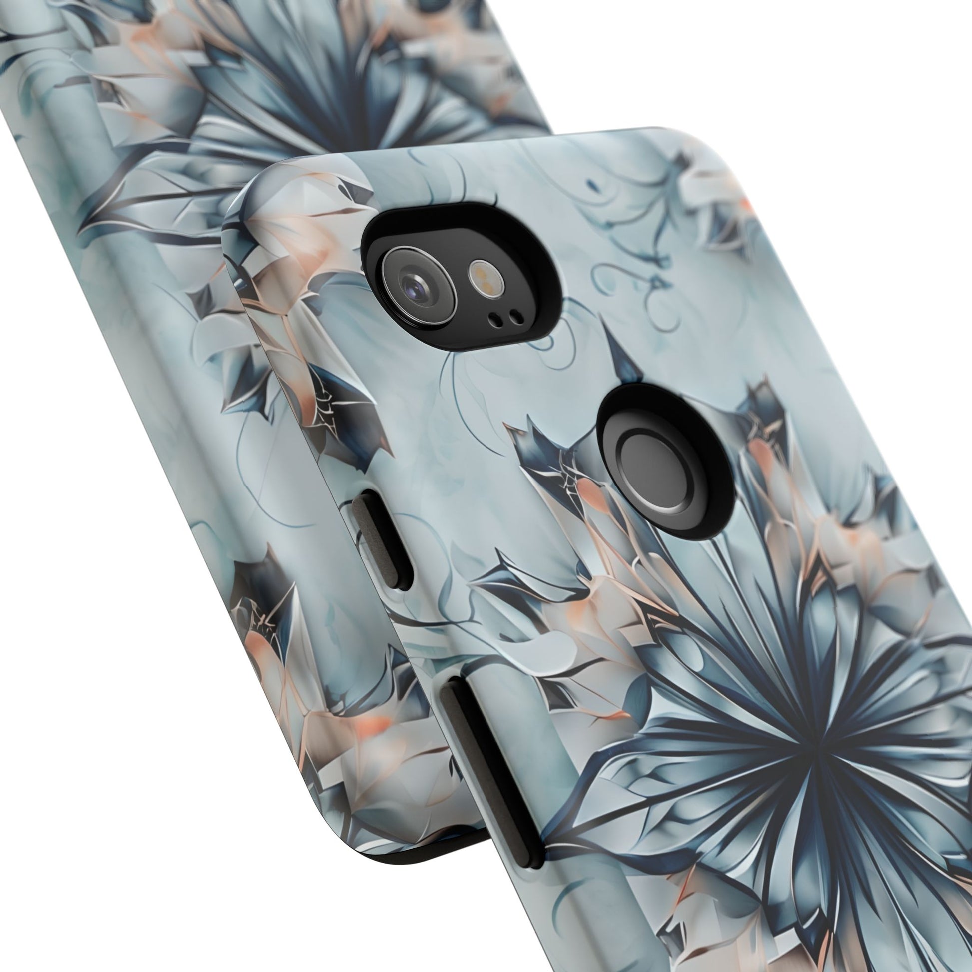 Indigo Mirage - Artistic Kaleidoscope Collection Artistic Floral - Google Pixel 2XL Tough Phone Case - Bold Indigo Symmetrical Design