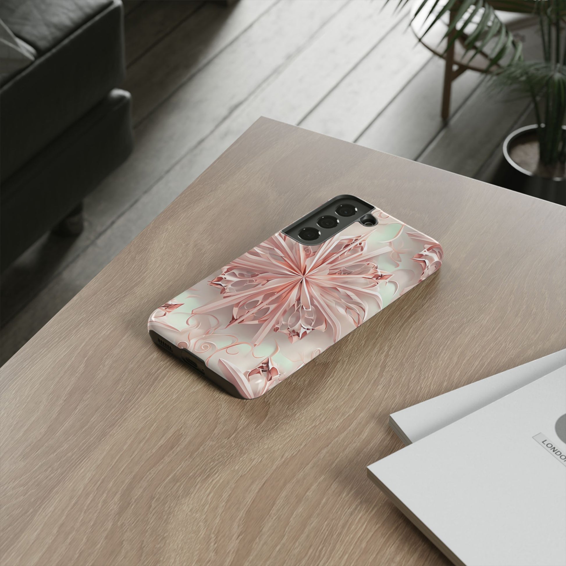 Blush Frost from our Kaleidoscope Collection - Samsung Galaxy S22 tough case - Soft Pink Geometric Floral Design