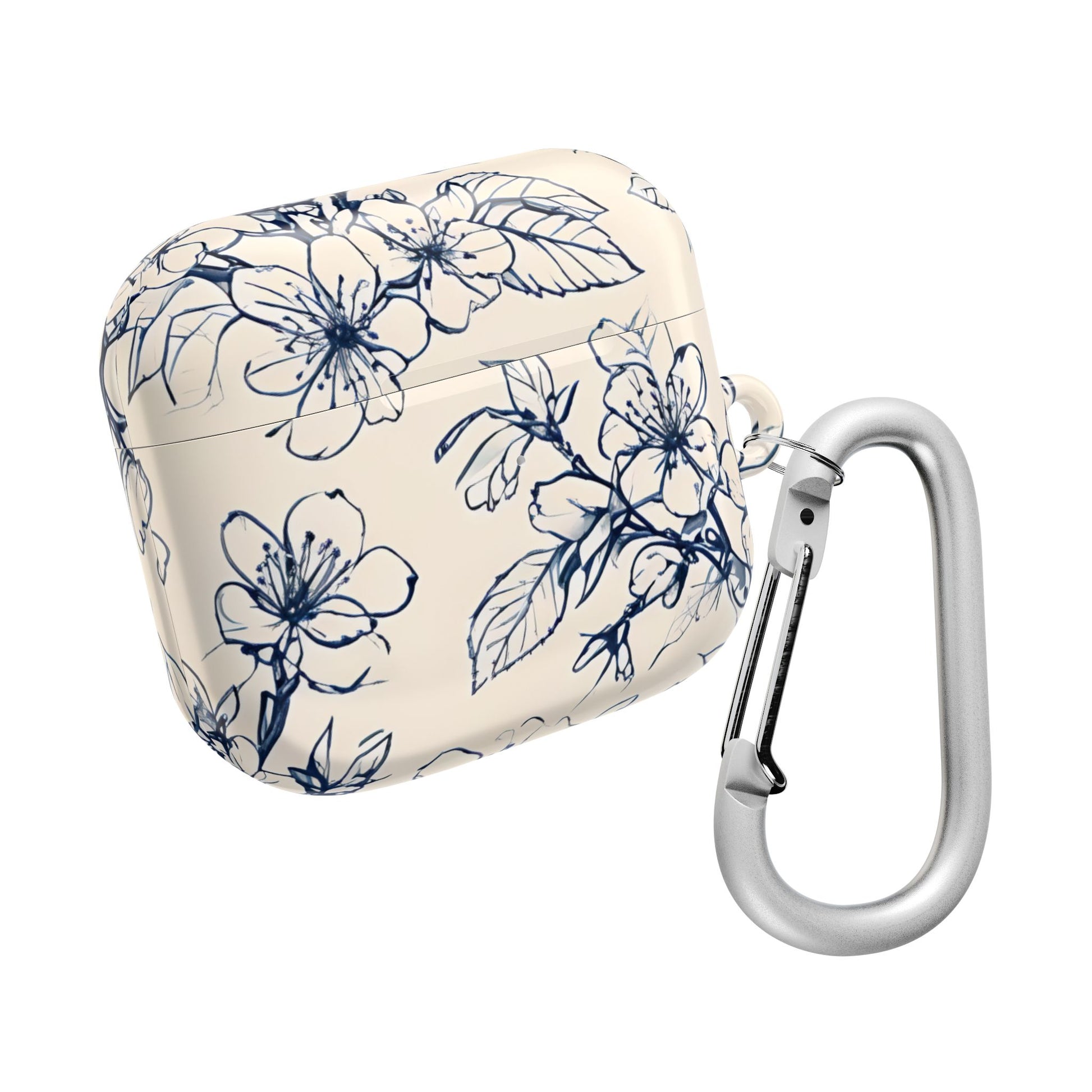 Blossom Sketch AirPod Case - Elegant Floral Earbud Cover for Gen 1, 2, 3, Pro Gen 1 & 2 - Chic Blue Botanical Gift for Her