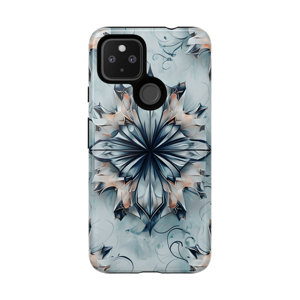 Indigo Mirage - Artistic Kaleidoscope Collection Artistic Floral - Google Pixel 4a 5G Tough Phone Case - Bold Indigo Symmetrical Design