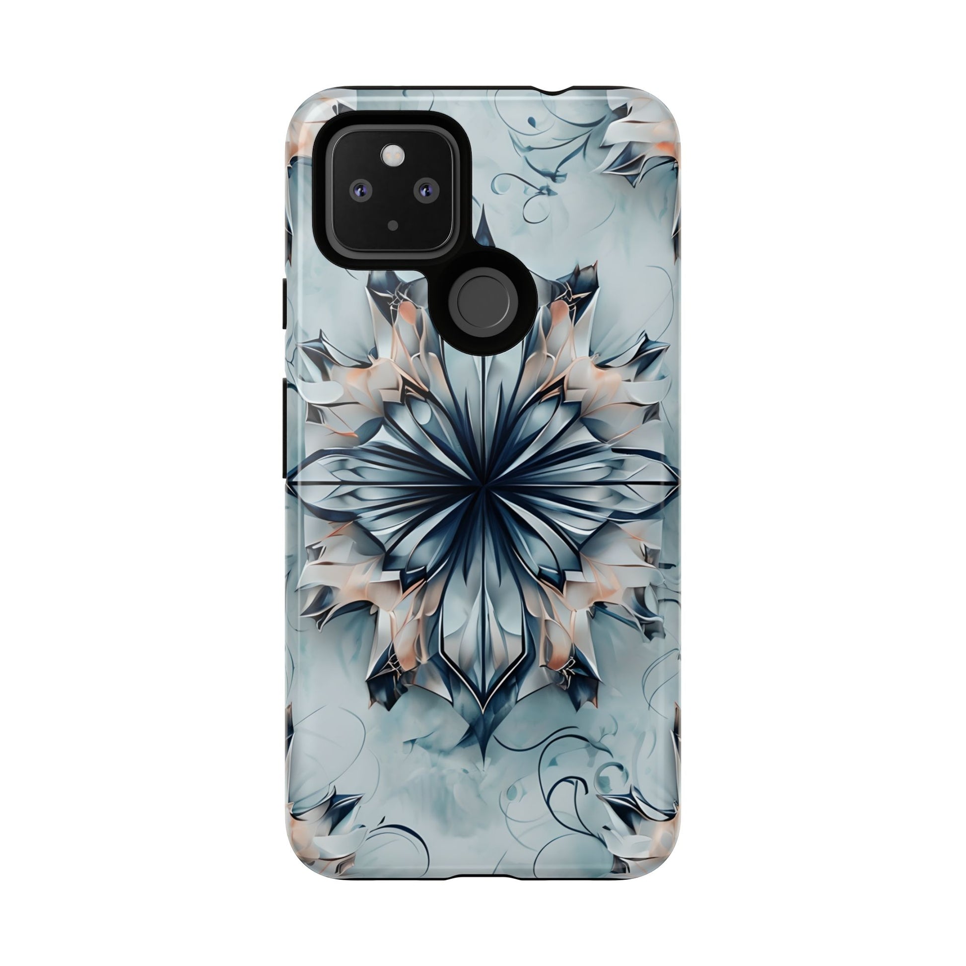 Indigo Mirage - Artistic Kaleidoscope Collection Artistic Floral - Google Pixel 4a 5G Tough Phone Case - Bold Indigo Symmetrical Design