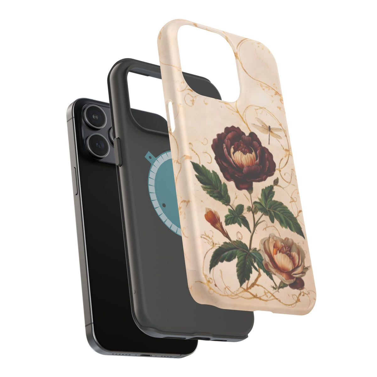 Vintage Burgundy Rose iPhone MagSafe Case