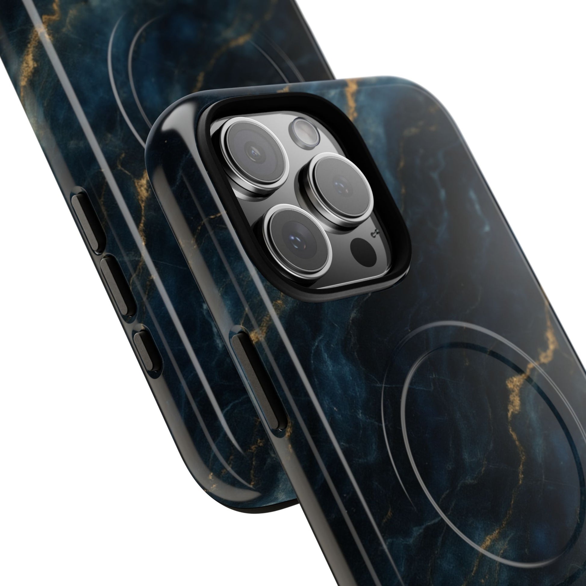 Midnight Marble MagSafe iPhone 16 Pro Max Case - Deep Blue Marble Design Shockproof Cover