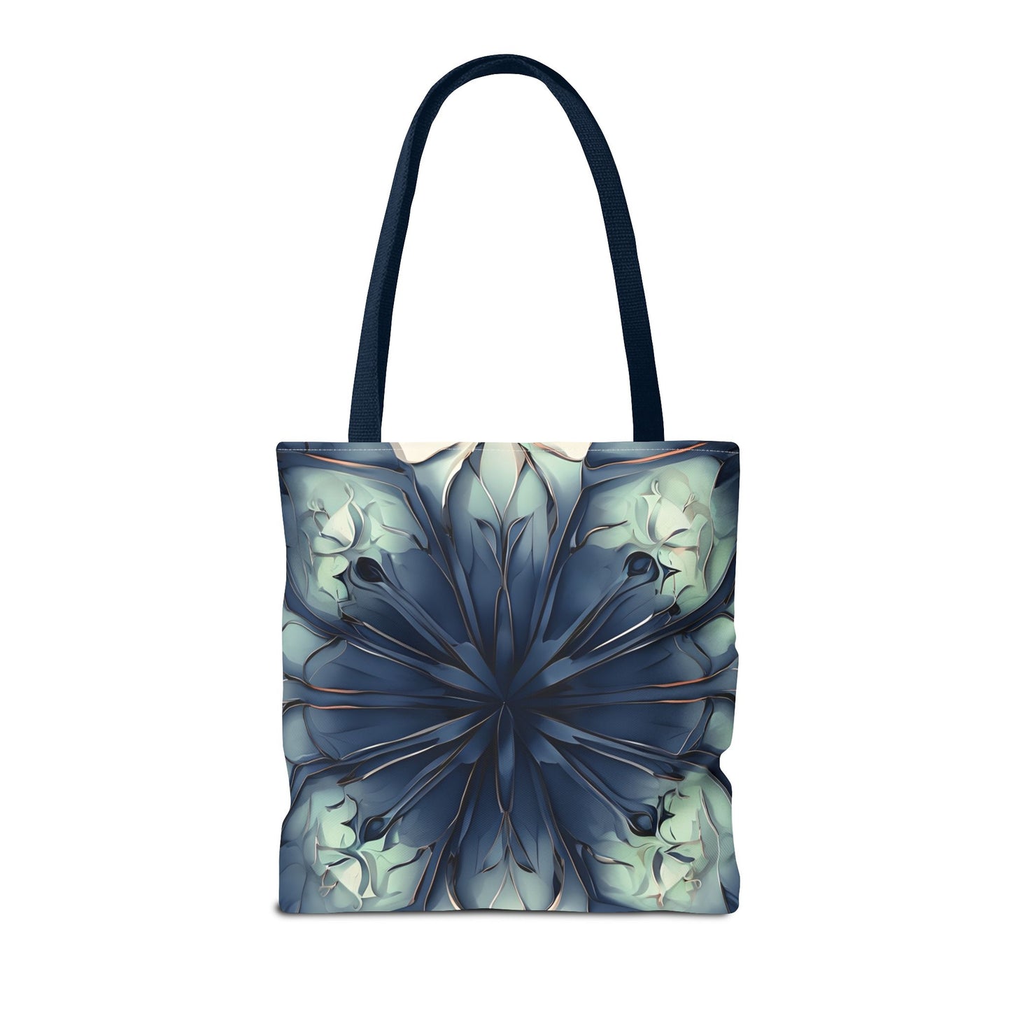 Indigo Mosaic Tote (16x16 & 18x18)- Abstract Floral in Deep Blue, Reusable & Eco-Friendly