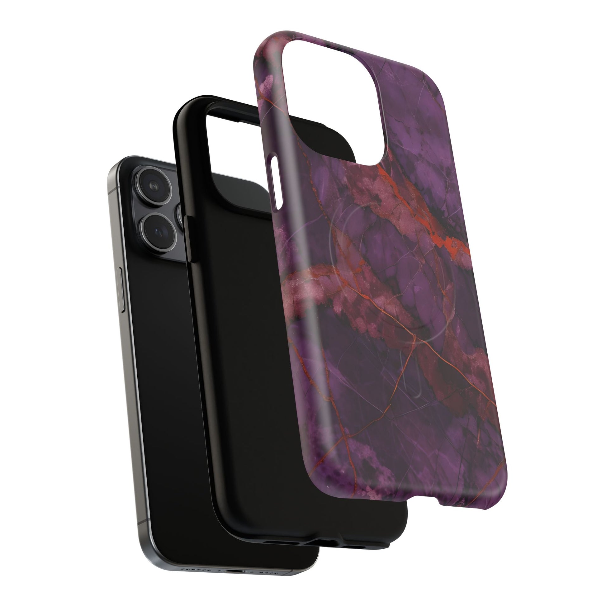 Amethyst Current - Kaleidoscope Collection Artistic Floral Burst - iPhone 15 Pro Max MagSafe Phone Case - Bold Purple Symmetrical Design