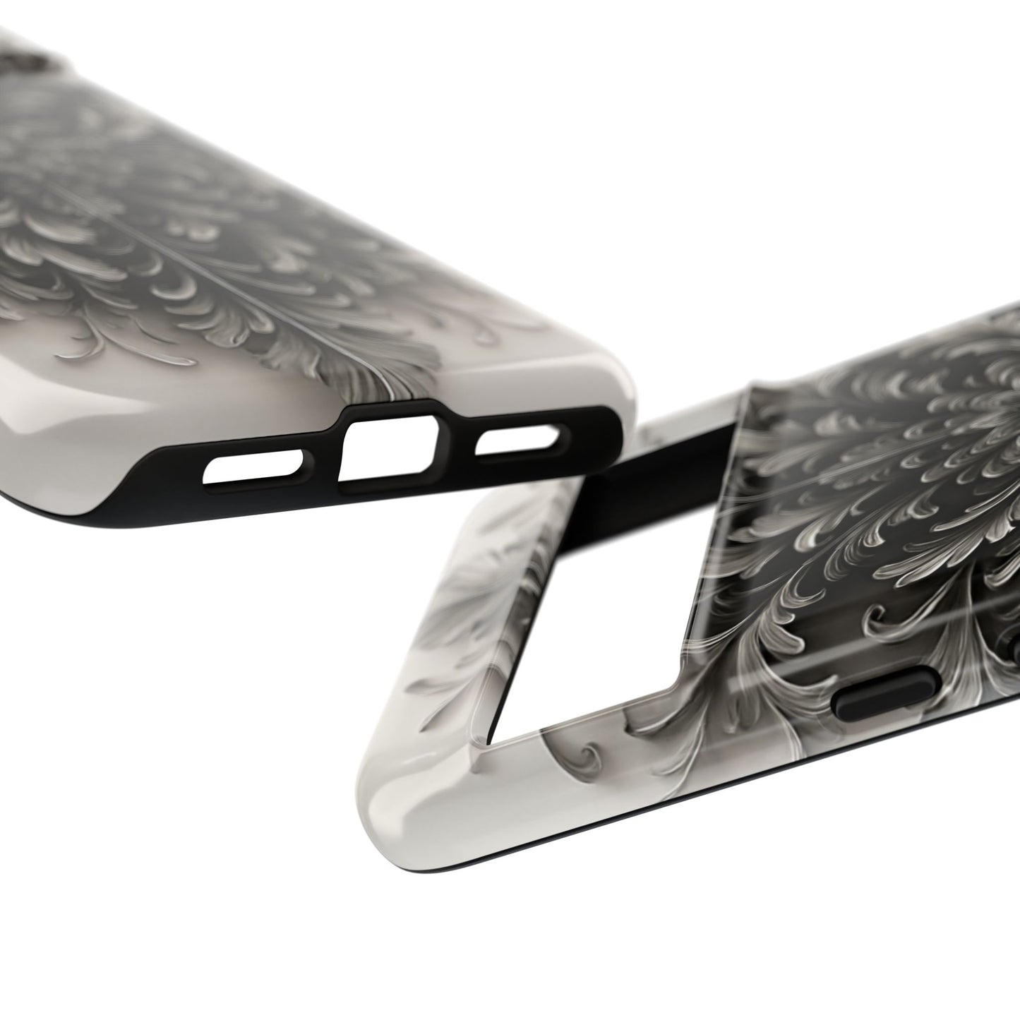 Obsidian Bloom monochrome floral mandala pattern Google Pixel case camera bar detail