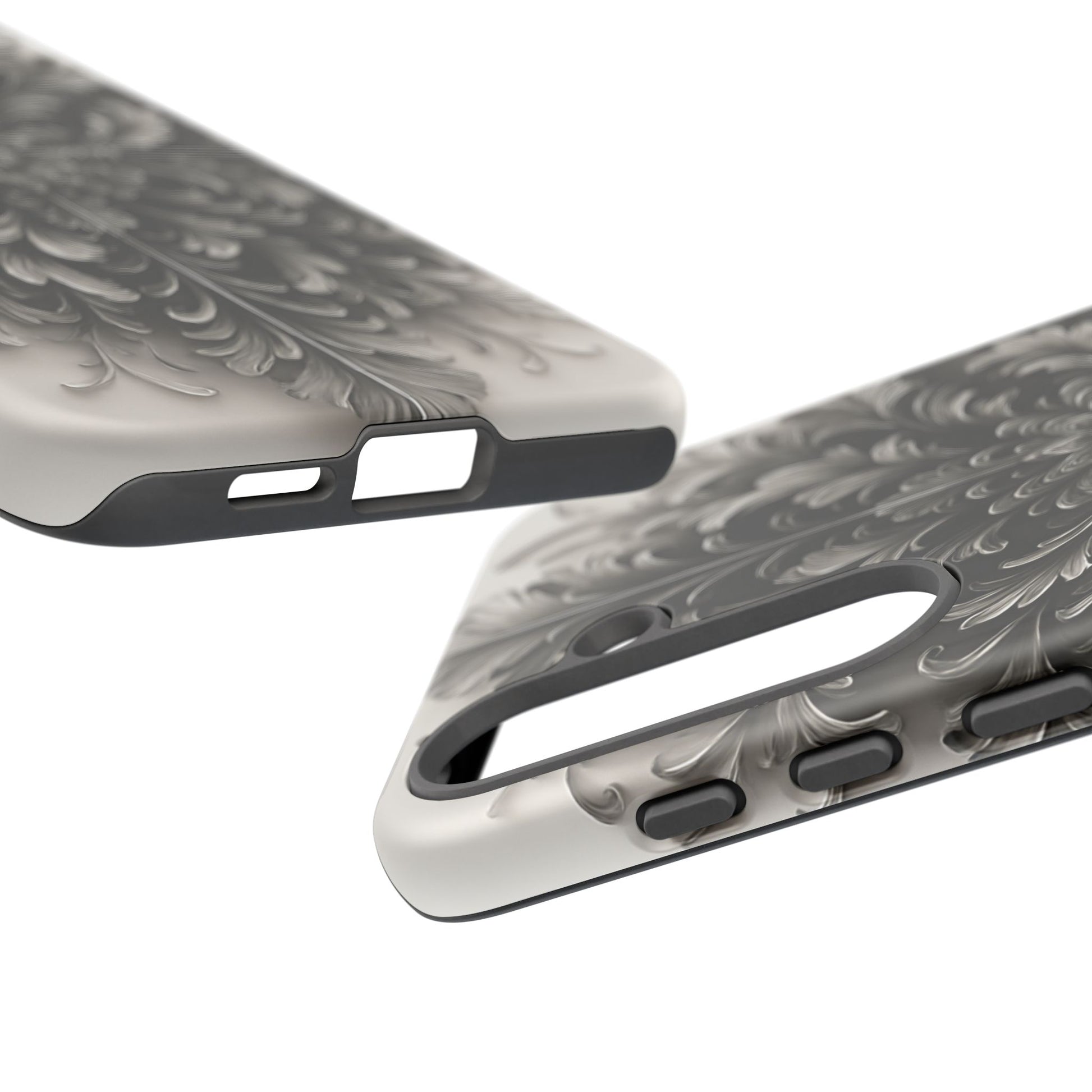 Obsidian Bloom - Elegant Black & White Samsung Galaxy S25 Plus Tough Phone Case - Intricate Mandala Flower Design