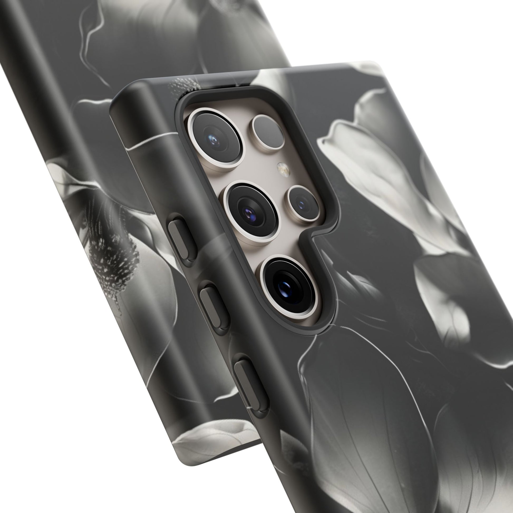 Monochrome Magnolia - Elegant Black & White Floral Samsung Galaxy S24 Ultra Tough Phone Case - Artistic Magnolia Design