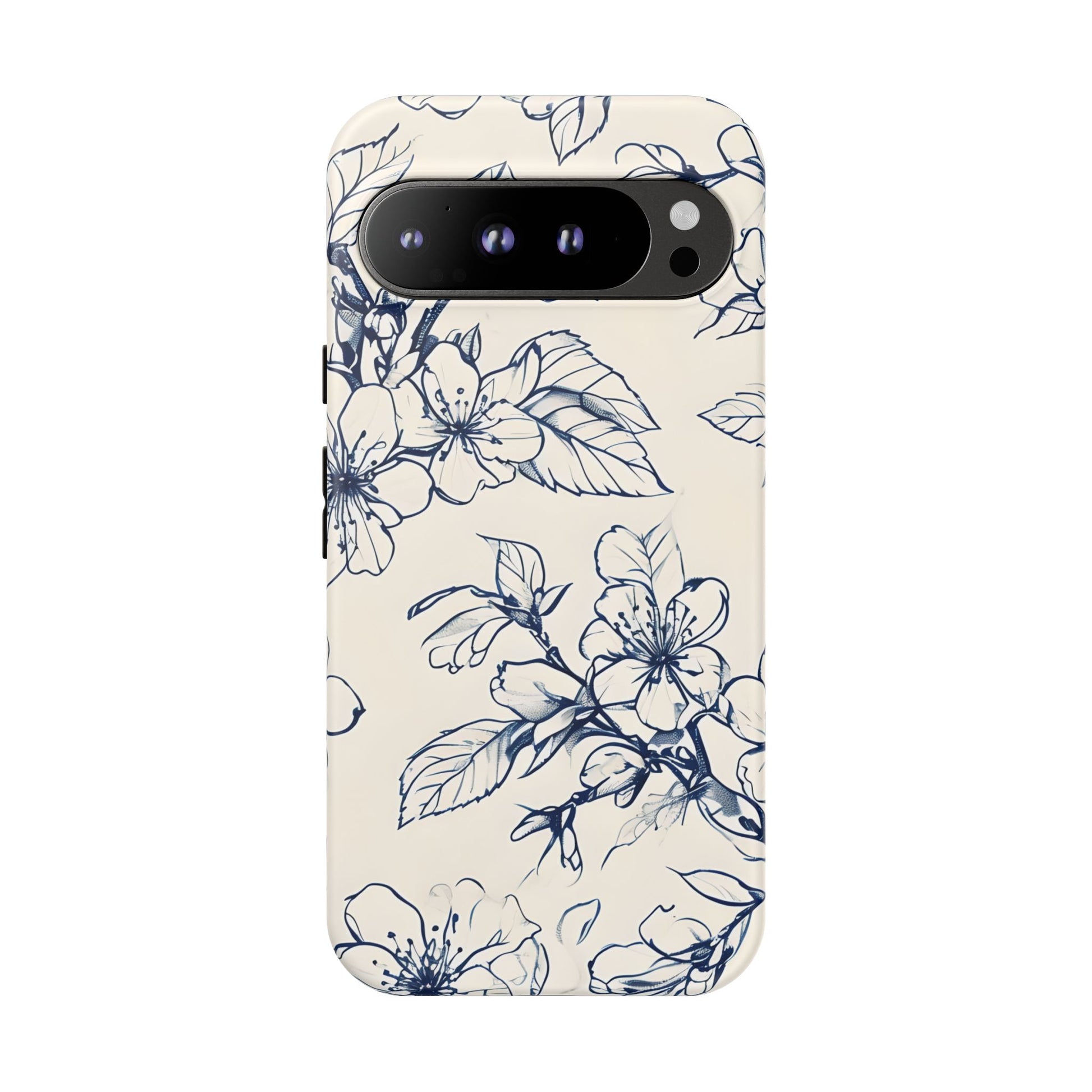 Blossom Sketch - Artistic Blue Floral Google Pixel 9 Pro XL - Tough Phone Case - Hand-Drawn Botanical Design
