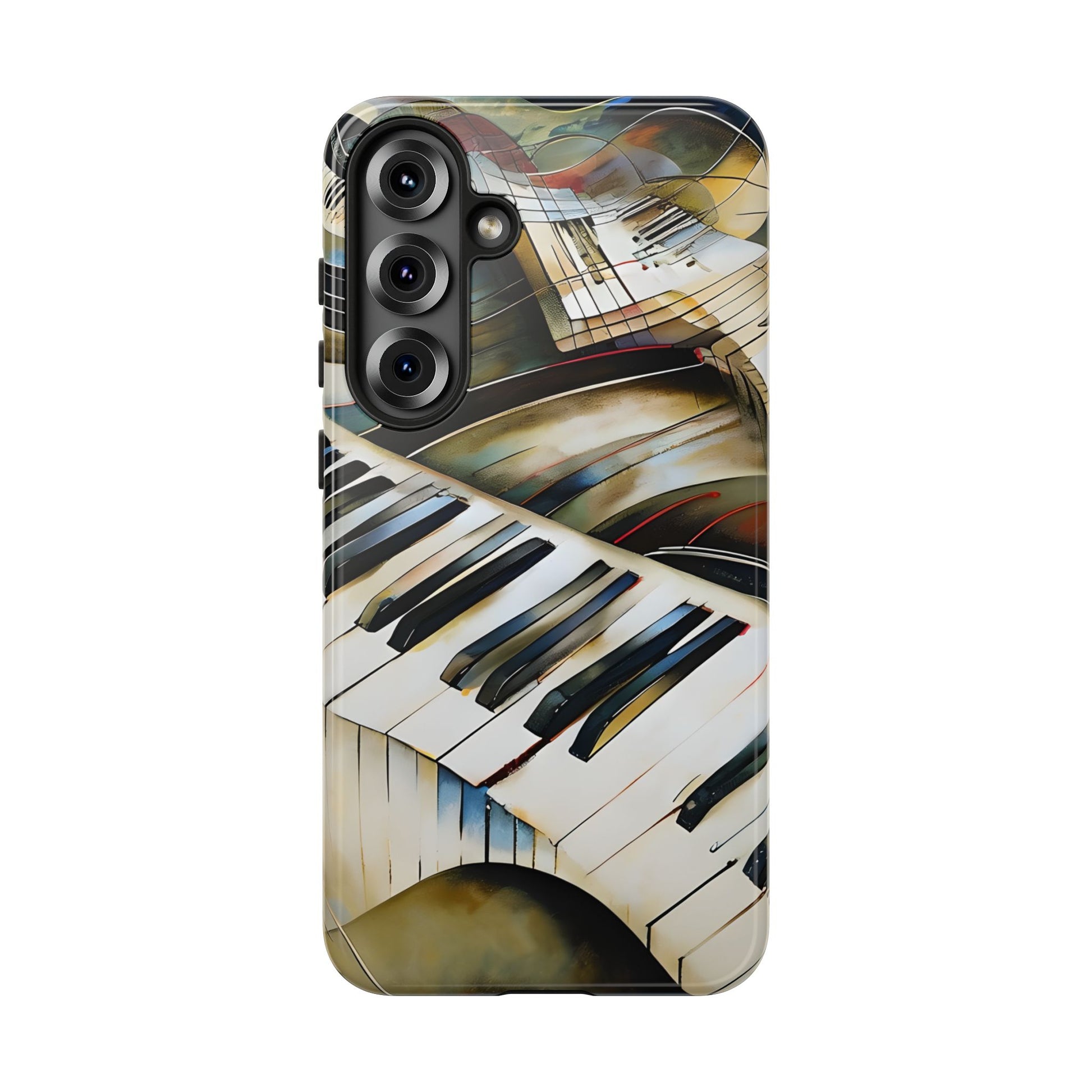 Ivory Cascade Abstract Keyboard Music Tough Case for Samsung Galaxy S25 Plus - Shockproof Phone Cover